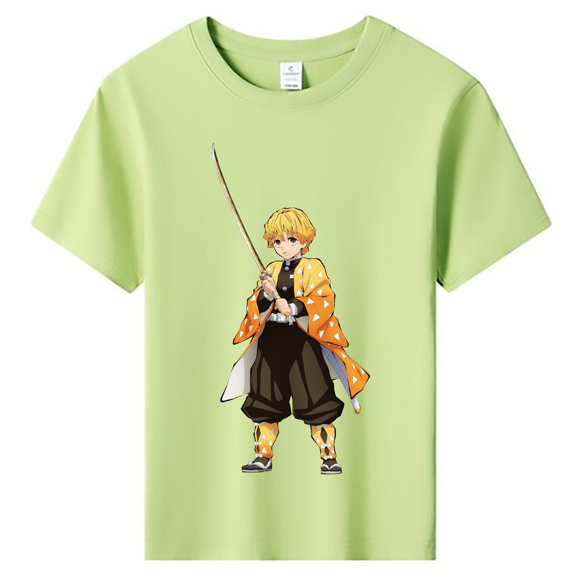 （画像用） 鬼滅の刃（きめつのやいば）我妻 善逸／あがつま ぜんいつ Agatsuma Zenitsu 綿100％キッズTシャツ（フロントプリント）